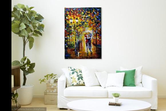 Quadros para Sala Pintura em Tela Abstrato Moderno Namorados