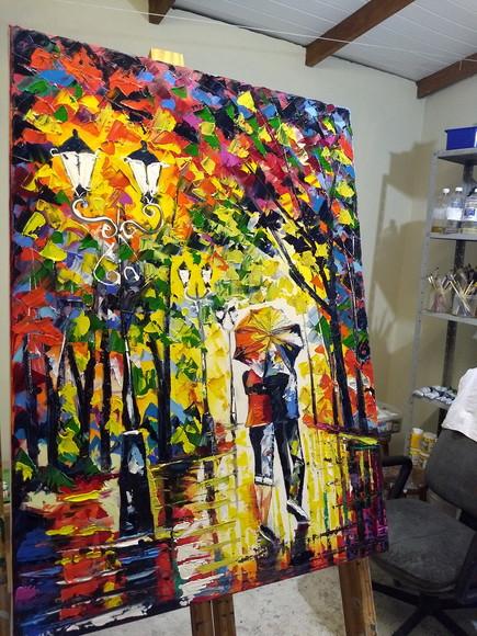 Quadros para Sala Pintura em Tela Abstrato Moderno Namorados