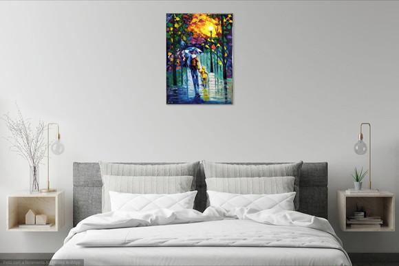 Quadros para Sala Pintura em Tela Abstrato Moderno Pai Chuva