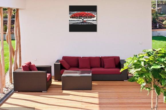 Quadros para Sala Pintura em Tela Árvore Florida Flamboyant