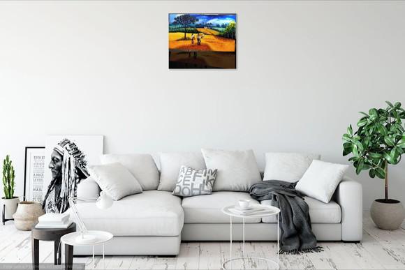 Quadros para Sala Pintura em Tela Campo Colheita do Trigo