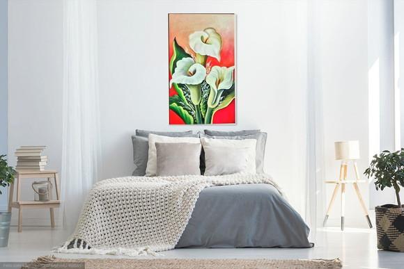 Quadros para Sala Pintura em Tela Floral Copos de Leite
