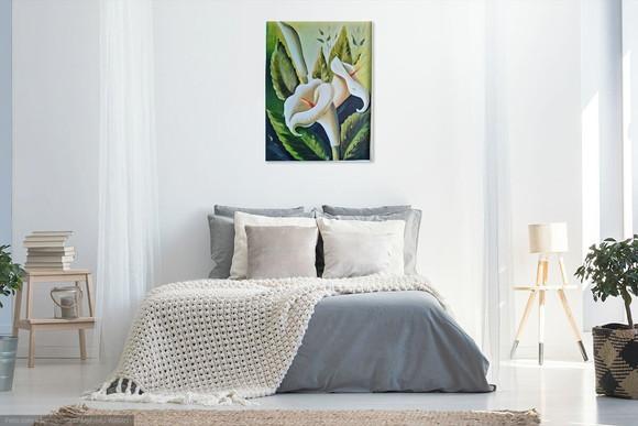 Quadros para Sala Pintura em Tela Floral Copos de Leite