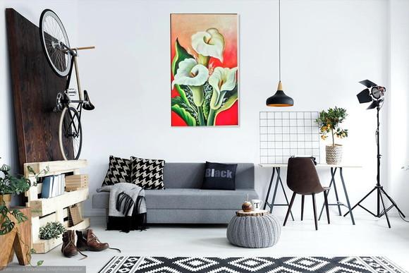 Quadros para Sala Pintura em Tela Floral Copos de Leite