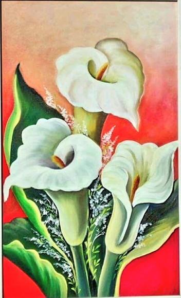 Quadros para Sala Pintura em Tela Floral Copos de Leite