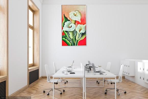 Quadros para Sala Pintura em Tela Floral Copos de Leite