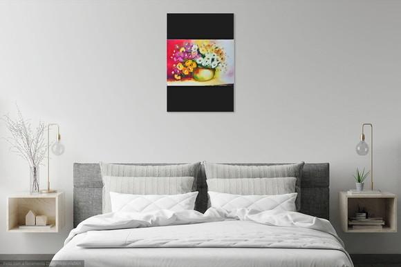 Quadros para Sala Pintura em Tela Floral Gérberas Coloridas