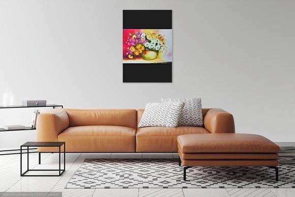 Quadros para Sala Pintura em Tela Floral Gérberas Coloridas