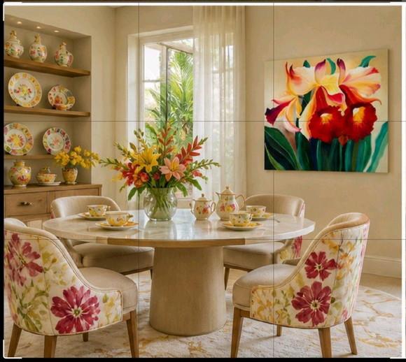 Quadros para Sala Pintura em Tela Floral Orquídeas Bordô