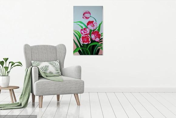 Quadros para Sala Pintura em Tela Floral Orquídeas Vermelhas