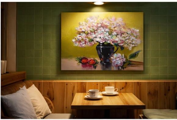 Quadros para Sala Pintura em Tela Floral Rosa Chá