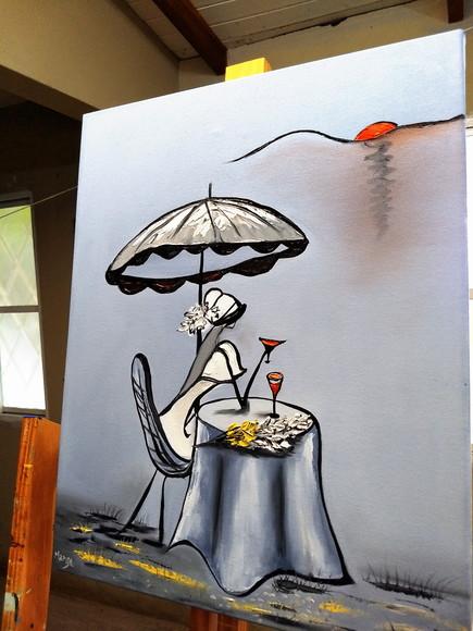 Quadros para Sala Pintura em Tela Happy Hour Vinho Mulher