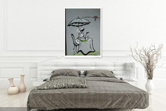 Quadros para Sala Pintura em Tela Happy Hour Vinho Mulher