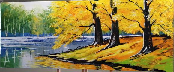 Quadros para Sala Pintura em Tela Ipê Amarelo Black Friday