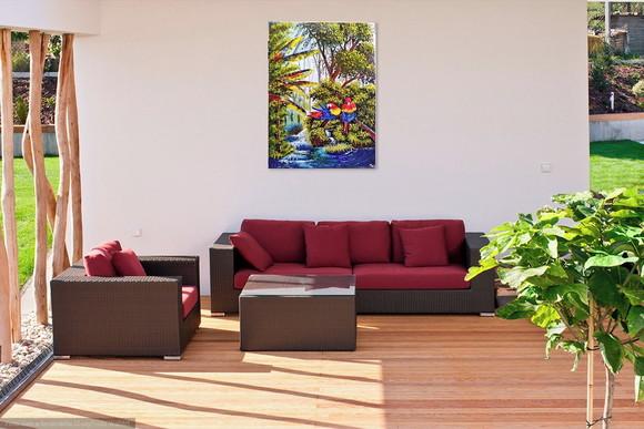 Quadros para Sala Pintura em Tela Paisagem Amazônia Araras
