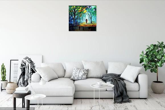 Quadros para Sala Pintura em Tela Paisagem Casal no Parque