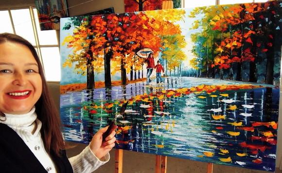 Quadros para Sala Pintura em Tela Paisagem Mãe de Menino
