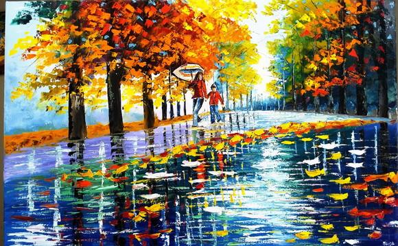 Quadros para Sala Pintura em Tela Paisagem Mãe de Menino