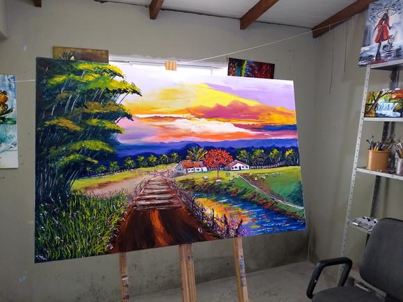 Quadros para Sala Pintura em Tela Paisagem Presente de Natal