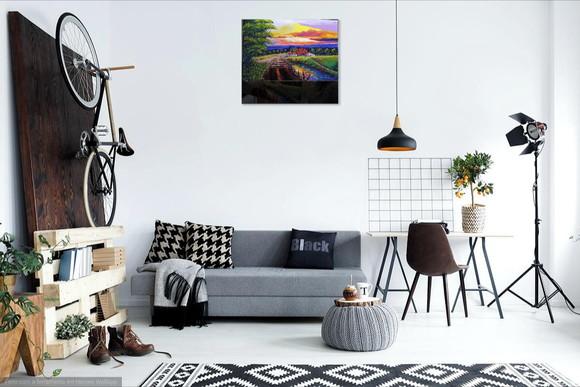 Quadros para Sala Pintura em Tela Paisagem Presente de Natal