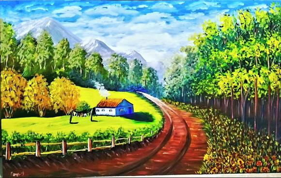 Quadros para Sala Pintura em Tela Paisagem Presente de Natal