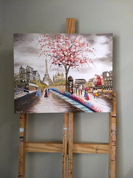 Quadros para Sala Pintura em Tela Paisagem Urbana París