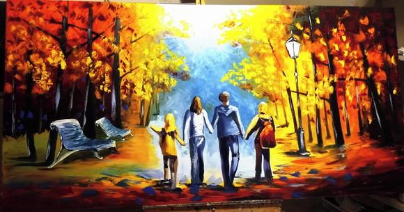 Quadros para Sala Pintura Família Feliz Presente de Natal