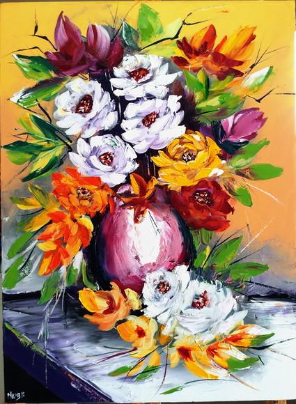 Quadros para Sala Pintura em Tela Rosas Black Friday
