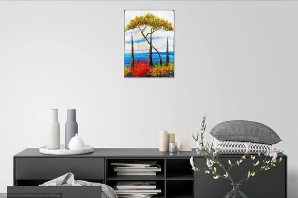 Quadros para Sala Pintura Mar Barco a Vela Presente de Natal