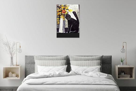 Quadros para Sala Pintura Moderno Animal Gato Black Friday
