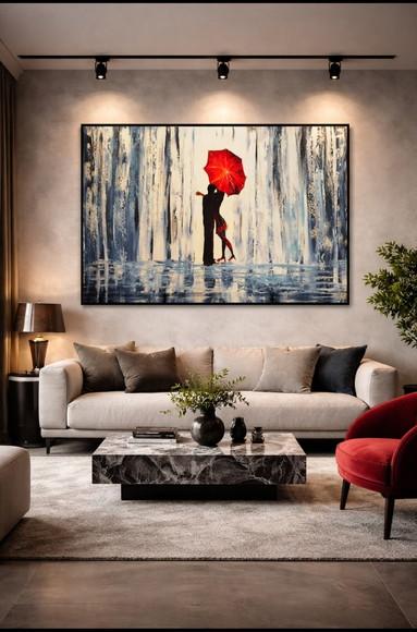 Quadros para Sala Pintura Moderno Red Umbrela Black Friday