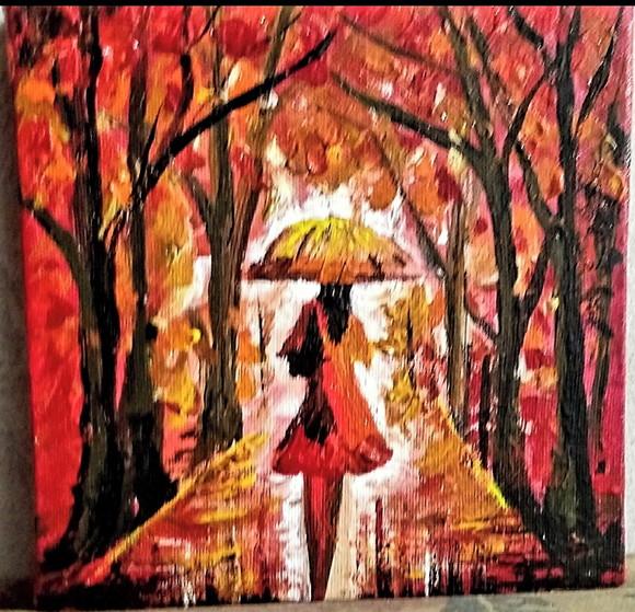 Quadros para Sala Pintura Mulher na Chuva Presente de Natal