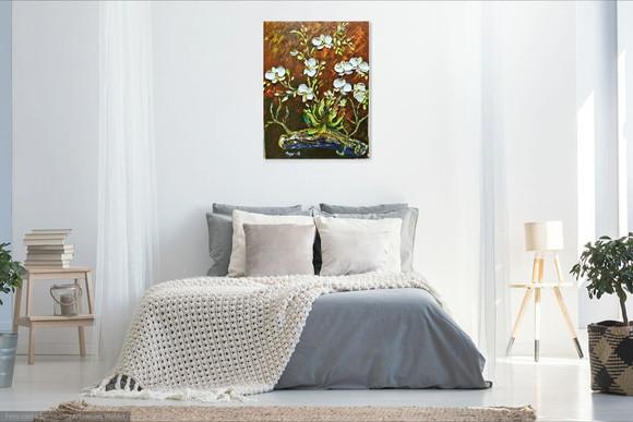 Quadros para Sala Pintura Orquídeas Brancas Black Friday