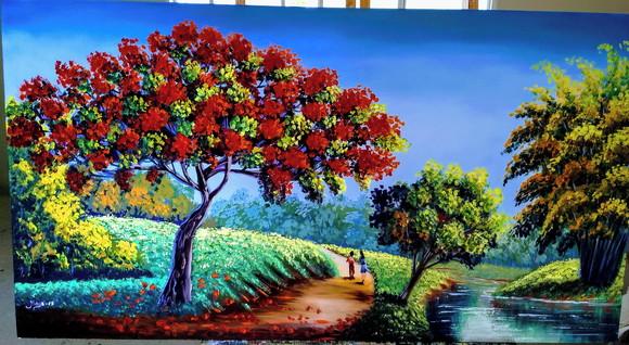 Quadros para Sala Pintura Paisagem Flamboiant Black Friday