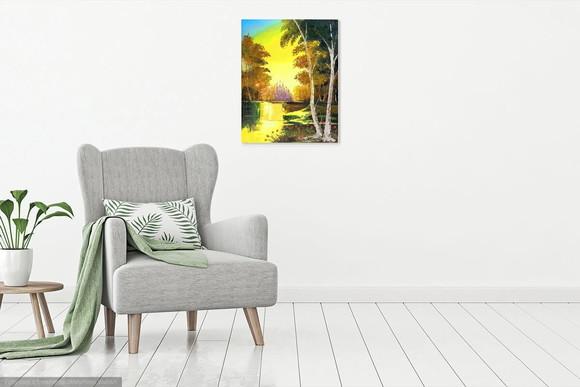 Quadros para Sala Pintura Paisagem Lago Presente de Natal