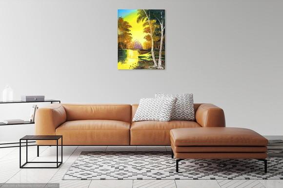 Quadros para Sala Pintura Paisagem Lago Presente de Natal