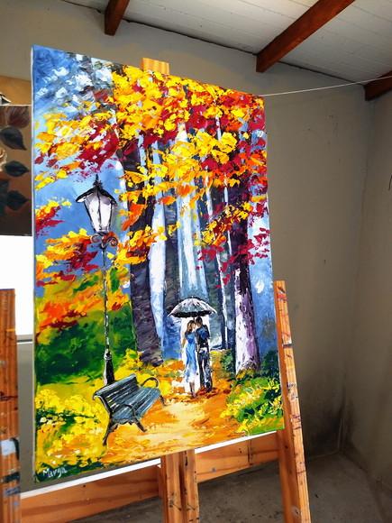 Quadros para Sala Pintura Paisagem Love Casal Black Friday