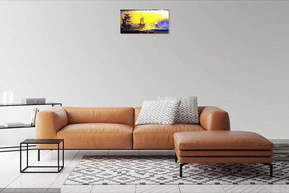Quadros para Sala Pintura Paisagem Mar Caravelas Black Black