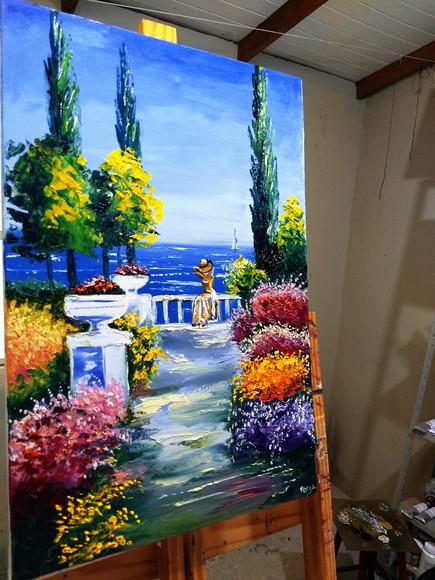 Quadros para Sala Pintura Primavera Lago Azul Black Friday.