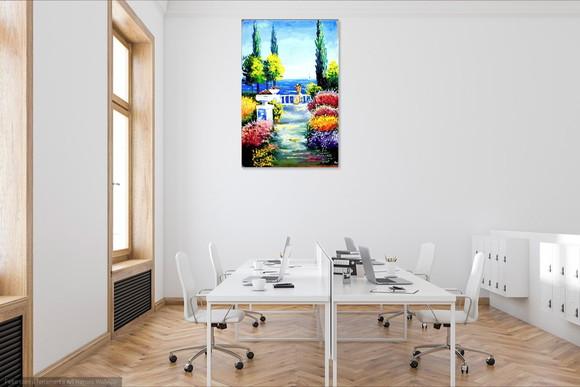 Quadros para Sala Pintura Primavera Lago Azul Black Friday.