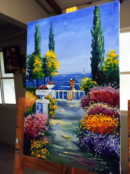 Quadros para Sala Pintura Primavera Lago Azul Black Friday.