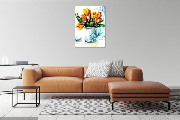 Quadros para Sala Pintura Tela Floral Tulipas Amarelas