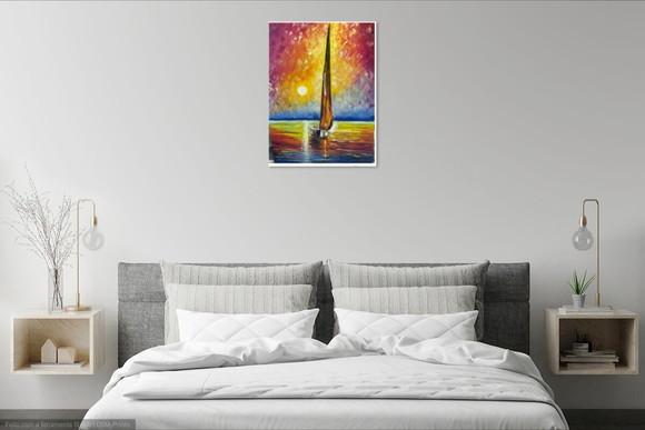 Quadros para Sala Pintura Tela Mar Barco a Vela Black Friday