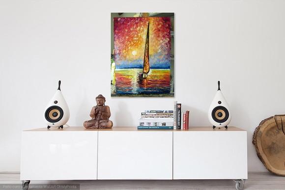 Quadros para Sala Pintura Tela Mar Barco a Vela Black Friday