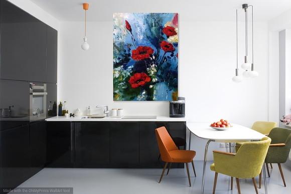 Quadros para Sala Pintura Tela Moderno Papoulas Black Friday