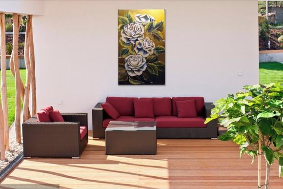 Quadros para Sala Pintura Tela Moderno Rosas Black Friday