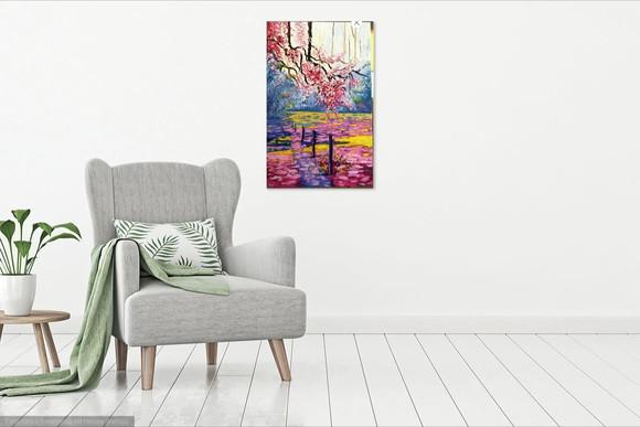 Quadros para Sala Pintura Tela Paisagem Alvorada Cor de Rosa