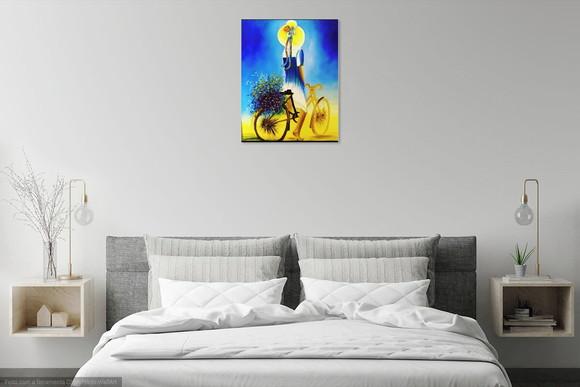 Quadros para Sala Pintura Tela Mulher Ciclista Esportes Bike