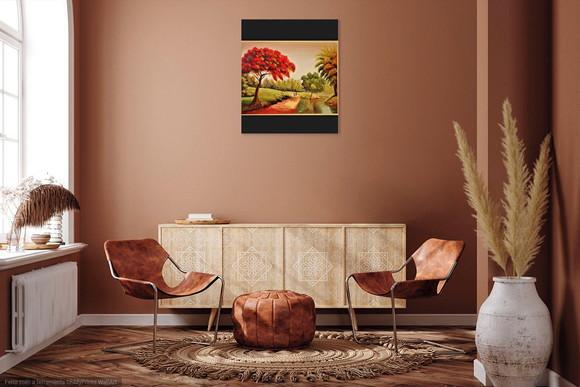 Quadros para Sala Pintura Tela Paisagem Caminho Flamboiant