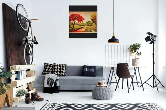 Quadros para Sala Pintura Tela Paisagem Caminho Flamboiant